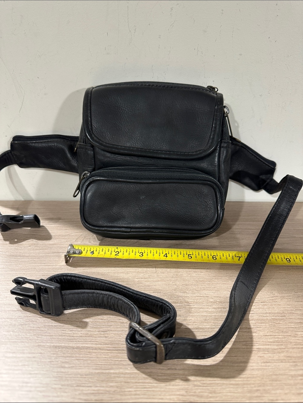 Black Leather Men’s Crossbody & Waist Bag